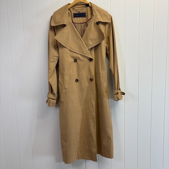 Tommy Hilfiger Womens Classic Career Old Money Trench Coat Size L Minimalist - Picture 1 of 12